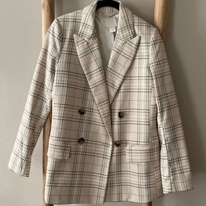 H&M Plaid Checker Oversized Blazer